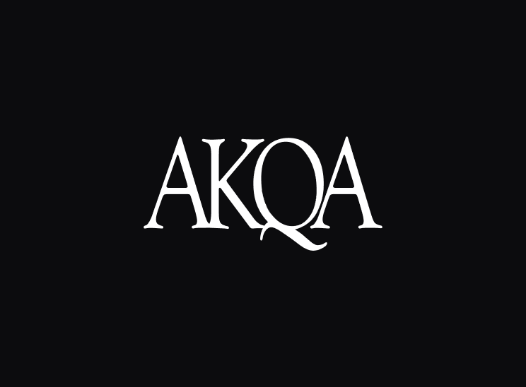 AKQA logo on a black background